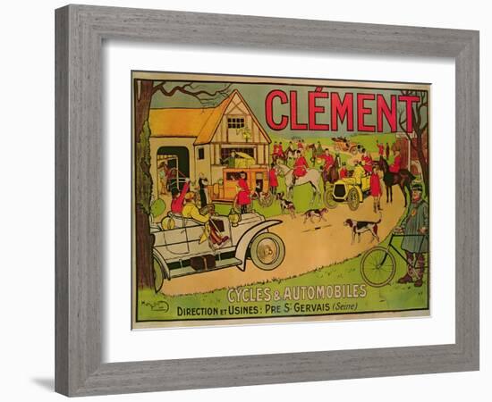 Poster Advertising 'Cycles and Motorcars Clement', Pre Saint-Gervais, 1906-French School-Framed Giclee Print