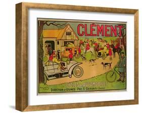 Poster Advertising 'Cycles and Motorcars Clement', Pre Saint-Gervais, 1906-French School-Framed Giclee Print