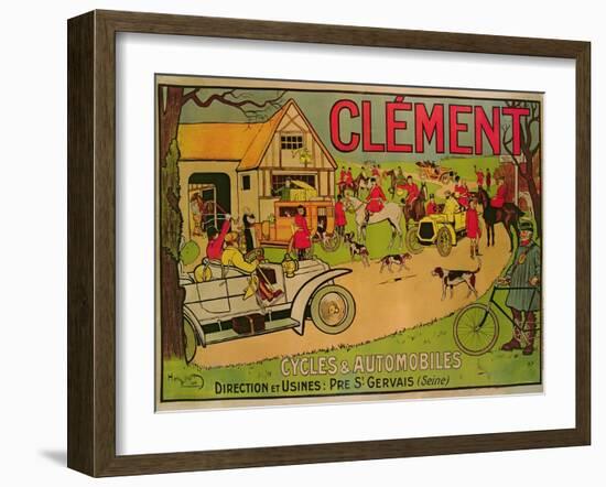 Poster Advertising 'Cycles and Motorcars Clement', Pre Saint-Gervais, 1906-French School-Framed Giclee Print