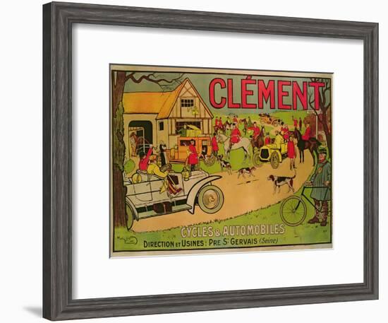 Poster Advertising 'Cycles and Motorcars Clement', Pre Saint-Gervais, 1906-French School-Framed Giclee Print