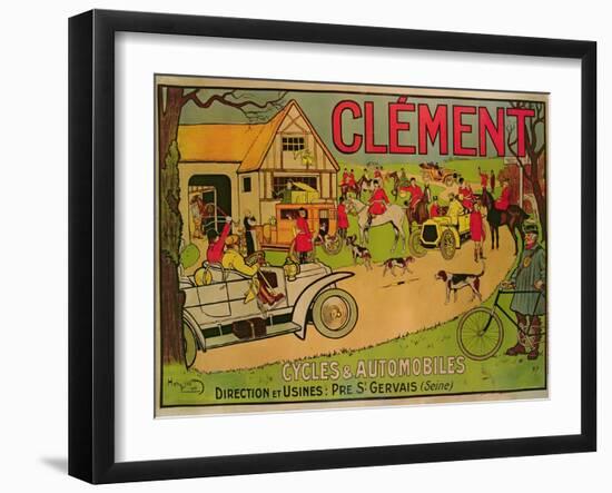 Poster Advertising 'Cycles and Motorcars Clement', Pre Saint-Gervais, 1906-French School-Framed Giclee Print