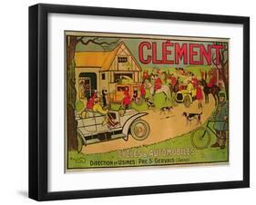 Poster Advertising 'Cycles and Motorcars Clement', Pre Saint-Gervais, 1906-French School-Framed Giclee Print