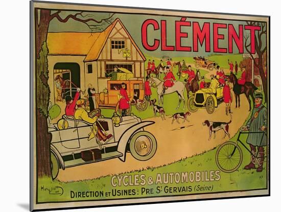 Poster Advertising 'Cycles and Motorcars Clement', Pre Saint-Gervais, 1906-French School-Mounted Giclee Print