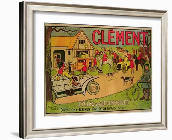 Poster Advertising 'Cycles and Motorcars Clement', Pre Saint-Gervais, 1906-French School-Framed Giclee Print