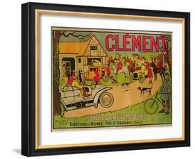 Poster Advertising 'Cycles and Motorcars Clement', Pre Saint-Gervais, 1906-French School-Framed Giclee Print