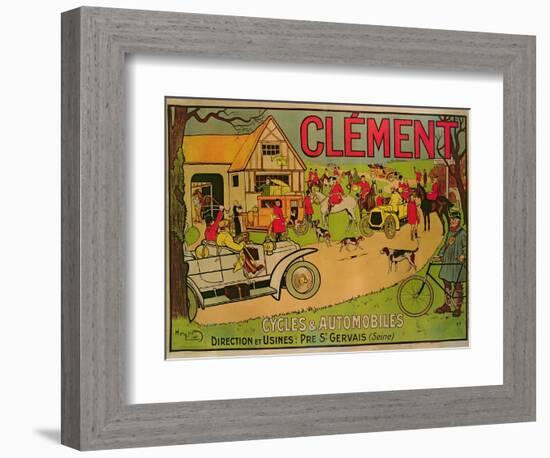 Poster Advertising 'Cycles and Motorcars Clement', Pre Saint-Gervais, 1906-French School-Framed Giclee Print