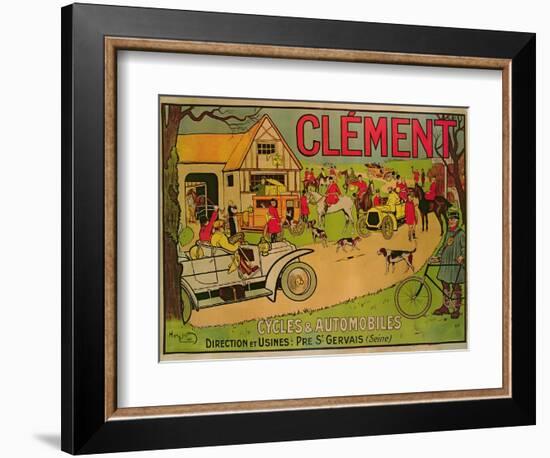 Poster Advertising 'Cycles and Motorcars Clement', Pre Saint-Gervais, 1906-French School-Framed Giclee Print