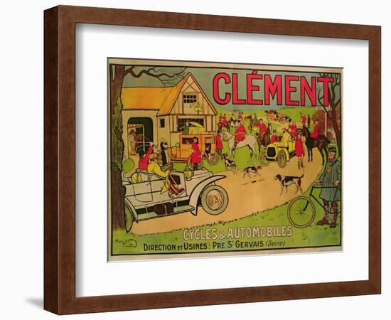 Poster Advertising 'Cycles and Motorcars Clement', Pre Saint-Gervais, 1906-French School-Framed Giclee Print