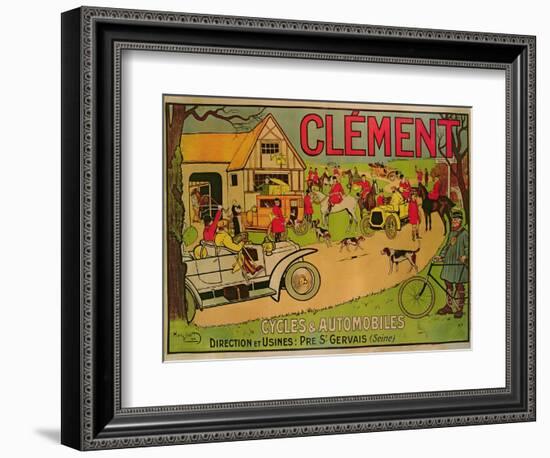 Poster Advertising 'Cycles and Motorcars Clement', Pre Saint-Gervais, 1906-French School-Framed Giclee Print