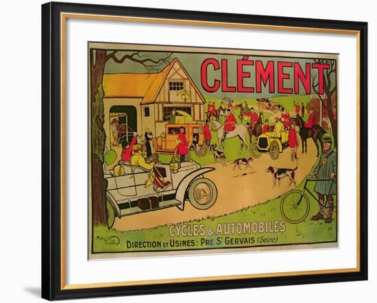 Poster Advertising 'Cycles and Motorcars Clement', Pre Saint-Gervais, 1906-French School-Framed Giclee Print