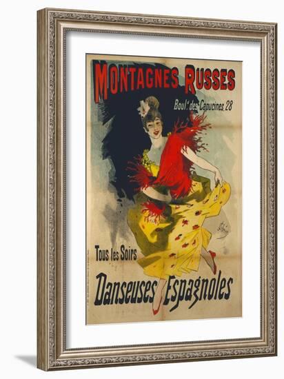 Poster Advertising 'Danseuses Espagnoles' at the Boulevard Des Capucines, Paris-Jules Chéret-Framed Giclee Print