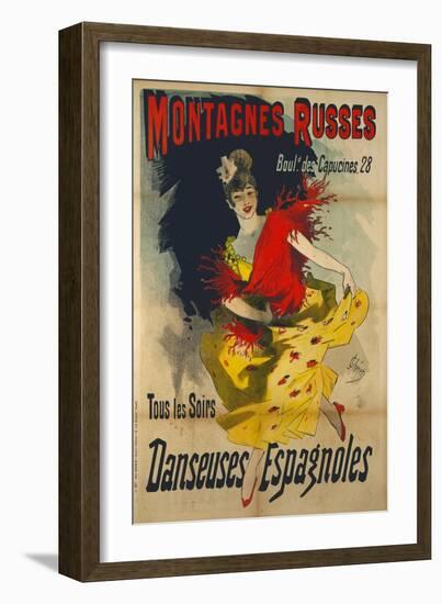 Poster Advertising 'Danseuses Espagnoles' at the Boulevard Des Capucines, Paris-Jules Chéret-Framed Giclee Print