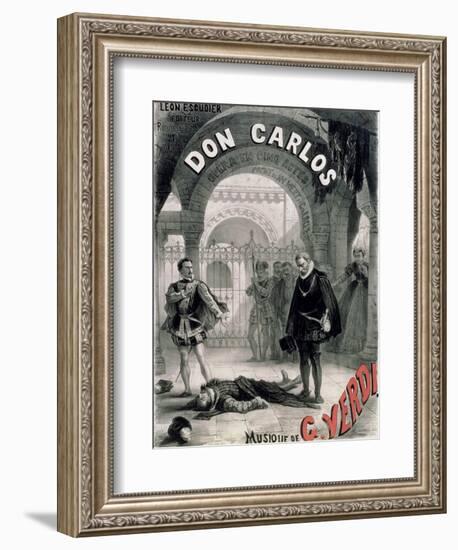 Poster Advertising "Don Carlos," Opera by Giuseppe Verdi (1816-1901) Engraved by Telory-Alphonse Marie de Neuville-Framed Giclee Print