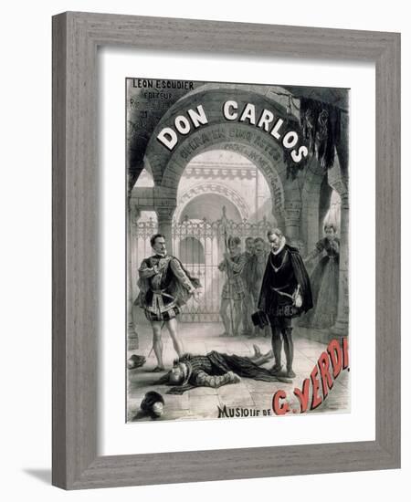 Poster Advertising "Don Carlos," Opera by Giuseppe Verdi (1816-1901) Engraved by Telory-Alphonse Marie de Neuville-Framed Giclee Print
