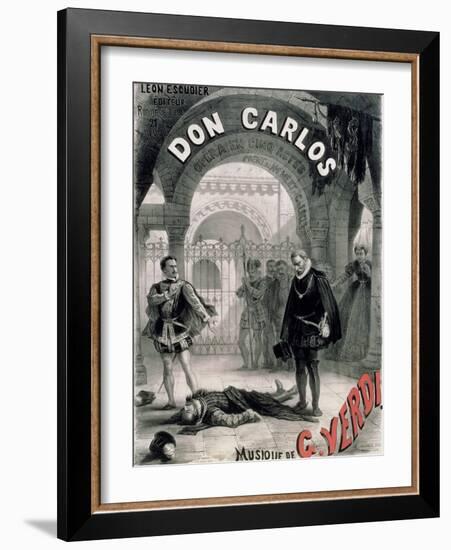 Poster Advertising "Don Carlos," Opera by Giuseppe Verdi (1816-1901) Engraved by Telory-Alphonse Marie de Neuville-Framed Giclee Print