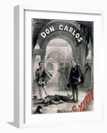 Poster Advertising "Don Carlos," Opera by Giuseppe Verdi (1816-1901) Engraved by Telory-Alphonse Marie de Neuville-Framed Giclee Print