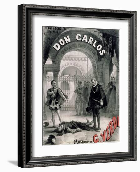 Poster Advertising "Don Carlos," Opera by Giuseppe Verdi (1816-1901) Engraved by Telory-Alphonse Marie de Neuville-Framed Giclee Print