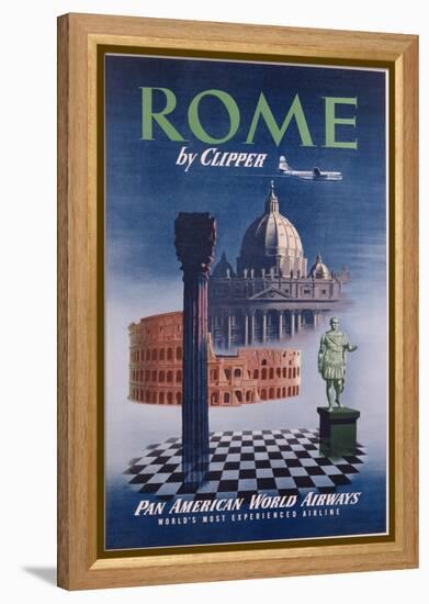 Poster Advertising Flights to Rome by Clipper, Produced by Pan American Airlines, C.1950-null-Framed Premier Image Canvas