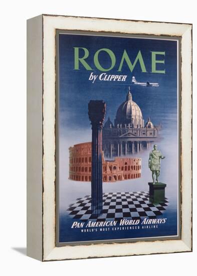 Poster Advertising Flights to Rome by Clipper, Produced by Pan American Airlines, C.1950-null-Framed Premier Image Canvas