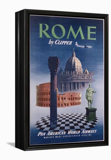 Poster Advertising Flights to Rome by Clipper, Produced by Pan American Airlines, C.1950-null-Framed Premier Image Canvas