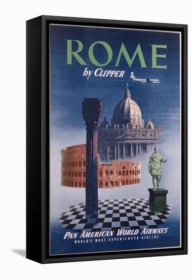 Poster Advertising Flights to Rome by Clipper, Produced by Pan American Airlines, C.1950-null-Framed Premier Image Canvas