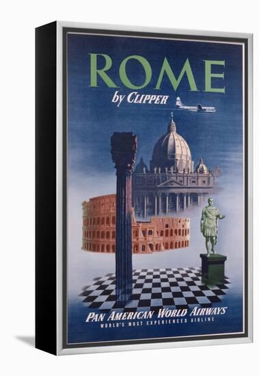 Poster Advertising Flights to Rome by Clipper, Produced by Pan American Airlines, C.1950-null-Framed Premier Image Canvas