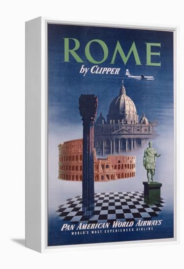 Poster Advertising Flights to Rome by Clipper, Produced by Pan American Airlines, C.1950-null-Framed Premier Image Canvas