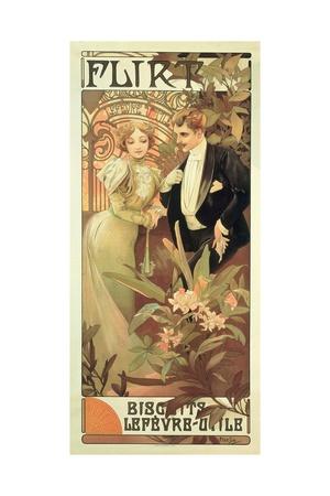 Poster Advertising Flirt Biscuits By Lefevre Utile 19 Giclee Print Alphonse Mucha Art Com