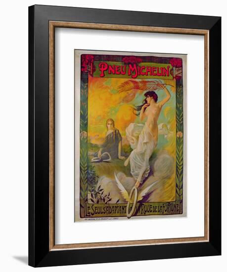 Poster Advertising for Michelin 'Pneu Michelin, Le Seul S'Adaptant a La Roue De La Fortune'-null-Framed Giclee Print