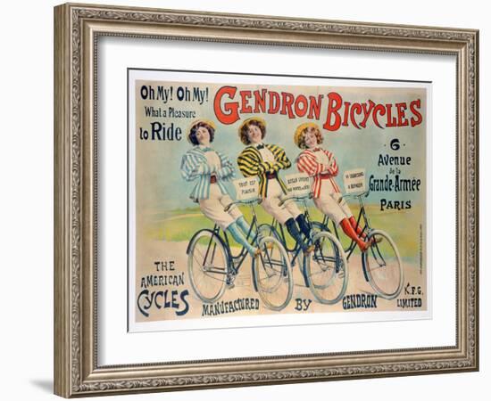 Poster Advertising Gendron Bicycles, Published by Chambrelent, Paris-null-Framed Giclee Print