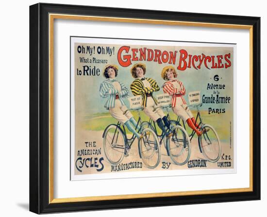 Poster Advertising Gendron Bicycles, Published by Chambrelent, Paris-null-Framed Giclee Print