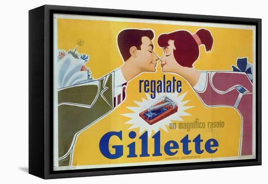 Poster Advertising Gillette Razors-Italian School-Framed Premier Image Canvas