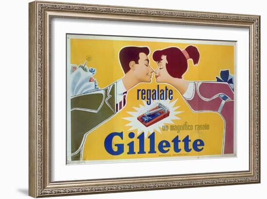 Poster Advertising Gillette Razors-Italian School-Framed Giclee Print