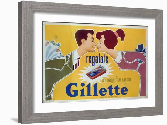 Poster Advertising Gillette Razors-Italian School-Framed Giclee Print