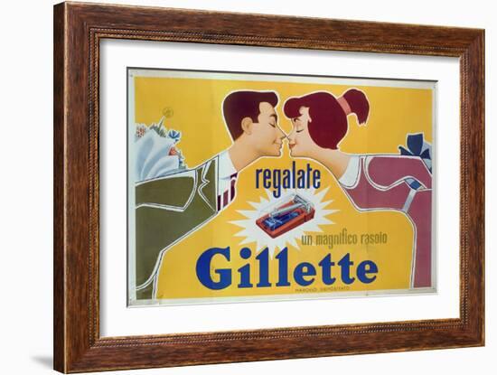 Poster Advertising Gillette Razors-Italian School-Framed Giclee Print