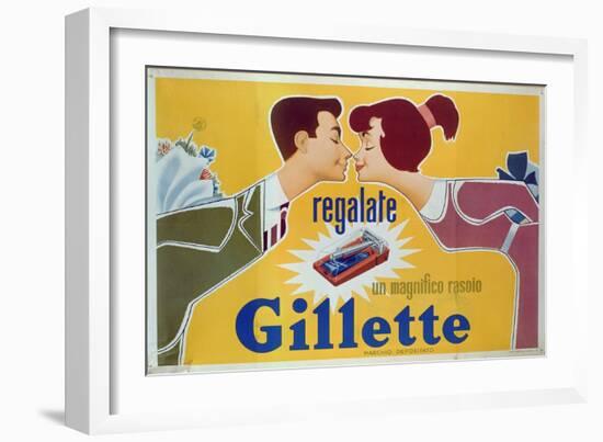 Poster Advertising Gillette Razors-Italian School-Framed Giclee Print