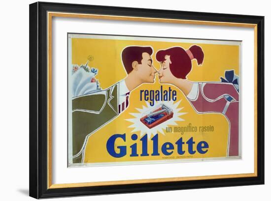 Poster Advertising Gillette Razors-Italian School-Framed Giclee Print