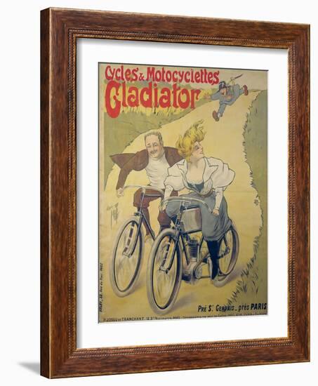 Poster Advertising Gladiator Bicycles and Motorcycles-Ferdinand Misti-mifliez-Framed Giclee Print