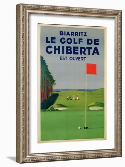 Poster Advertising Golfing Holidays in Biarritz, 1948-null-Framed Giclee Print