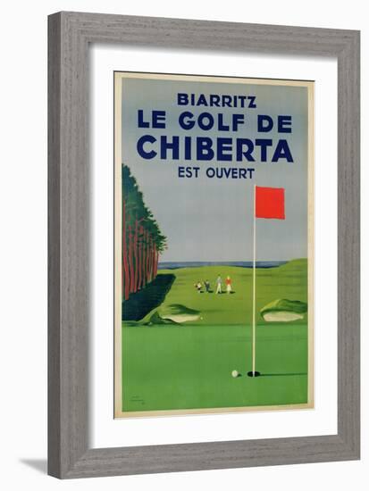 Poster Advertising Golfing Holidays in Biarritz, 1948-null-Framed Giclee Print