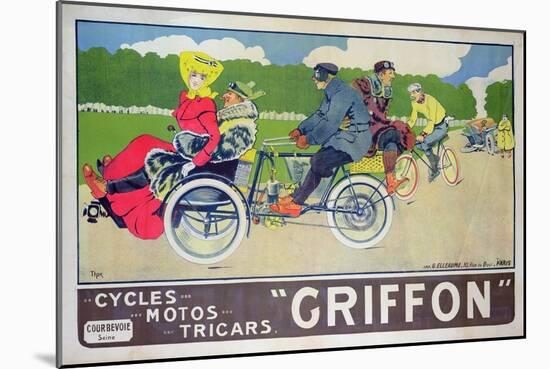 Poster Advertising "Griffon Cycles, Motos & Tricars"-Walter Thor-Mounted Giclee Print