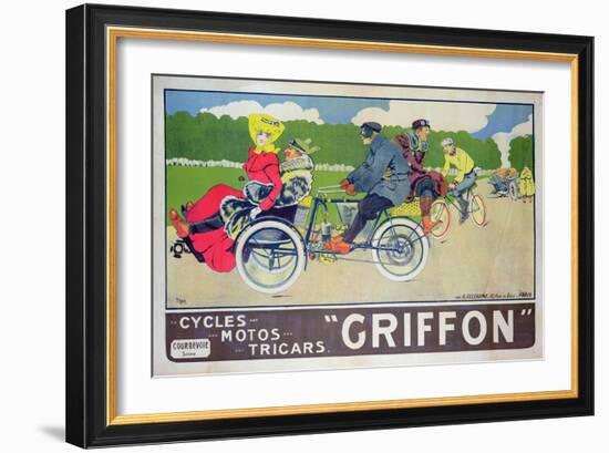 Poster Advertising "Griffon Cycles, Motos & Tricars"-Walter Thor-Framed Giclee Print