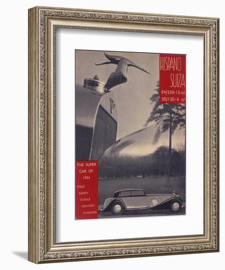 Poster Advertising Hispano-Suiza Cars, 1934-null-Framed Giclee Print