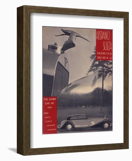 Poster Advertising Hispano-Suiza Cars, 1934-null-Framed Giclee Print