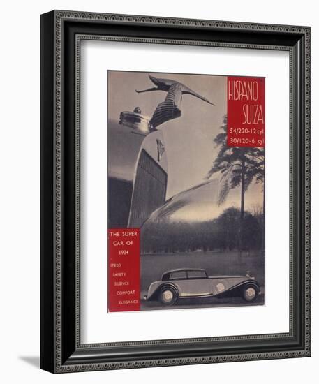 Poster Advertising Hispano-Suiza Cars, 1934-null-Framed Giclee Print