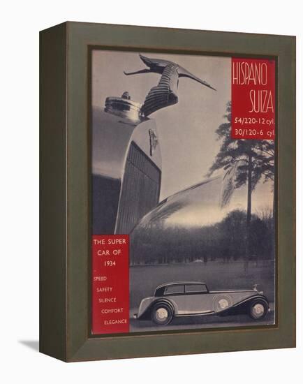 Poster Advertising Hispano-Suiza Cars, 1934-null-Framed Premier Image Canvas