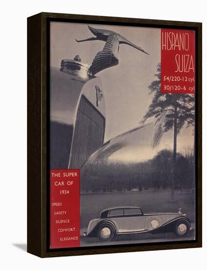 Poster Advertising Hispano-Suiza Cars, 1934-null-Framed Premier Image Canvas