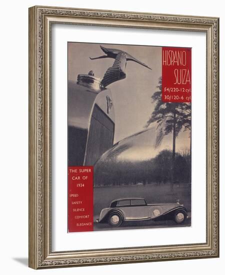 Poster Advertising Hispano-Suiza Cars, 1934-null-Framed Giclee Print