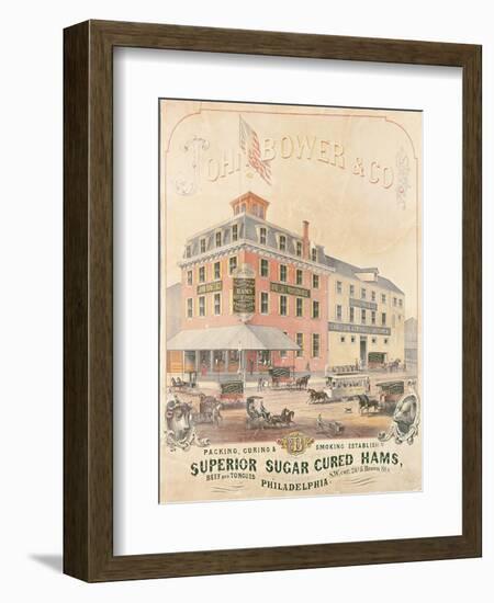 Poster Advertising 'John Bower and Co. Superior Sugar Cured Hams'-null-Framed Giclee Print