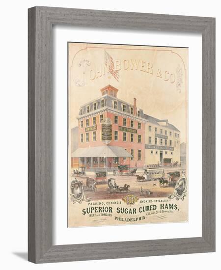 Poster Advertising 'John Bower and Co. Superior Sugar Cured Hams'-null-Framed Giclee Print